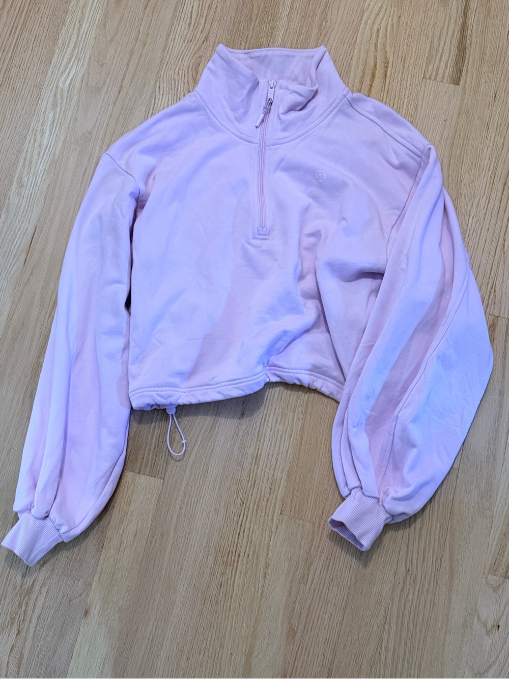 Women's Cropped Quarter-Zip Sweatshirt - Light Pink